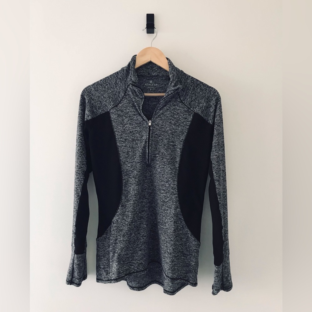 Athleta Women's Black Heather Zip-Up Athletic Jacket